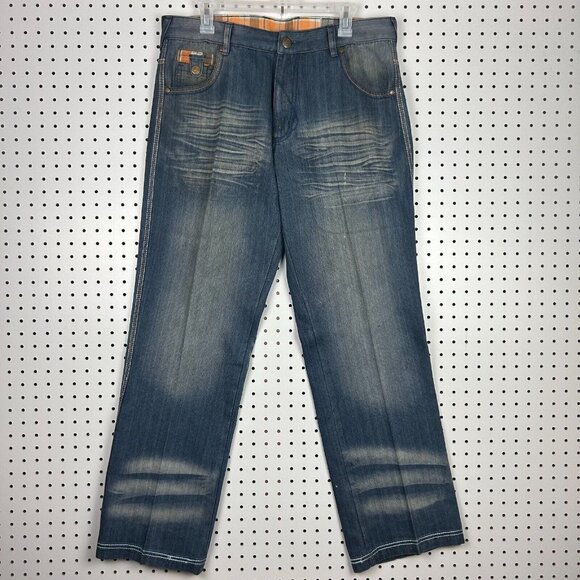 Competition Y2K Grunge Denim Jeans 36x32 Worn Streetwear Skate Baggy Plaid - Picture 5 of 7
